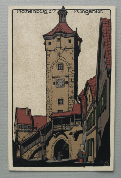 AK Rothenburg ob der Tauber / 1920-1940 / Litho Lithographie / Monogramm SW / Künstler Stein Zeichnung / Klingentor